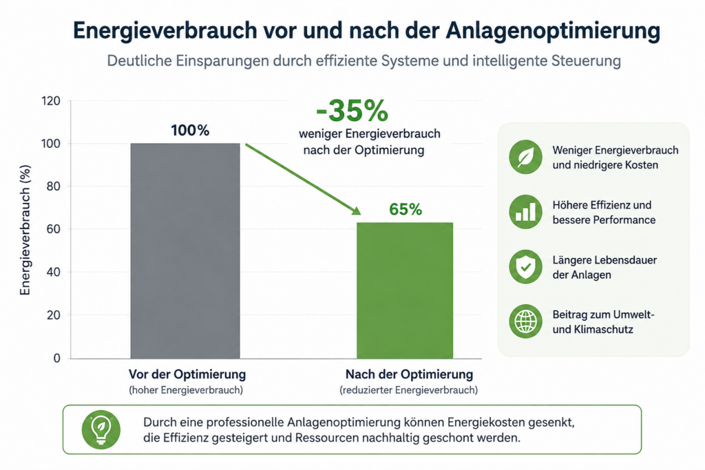 Energieverbrauch vor und nach der Anlagenoptimierung